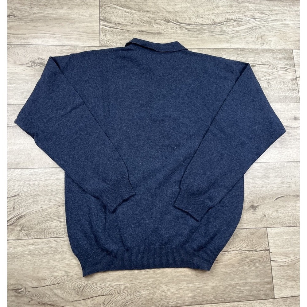 Club Room 100% Cashmere Sweater Men's Size Medium Blue Collared 1/4 Button VTG - Picture 8 of 9